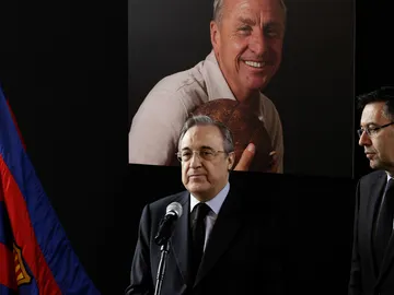 Florentino Pérez, en el acto de despedida a Johan Cruyff Florentino Pérez, en el acto de despedida a Johan Cruyff