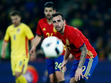 Alcácer, en el partido contra Rumanía
