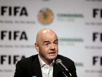 Gianni Infantino, durante la rueda de prensa Gianni Infantino, durante la rueda de prensa