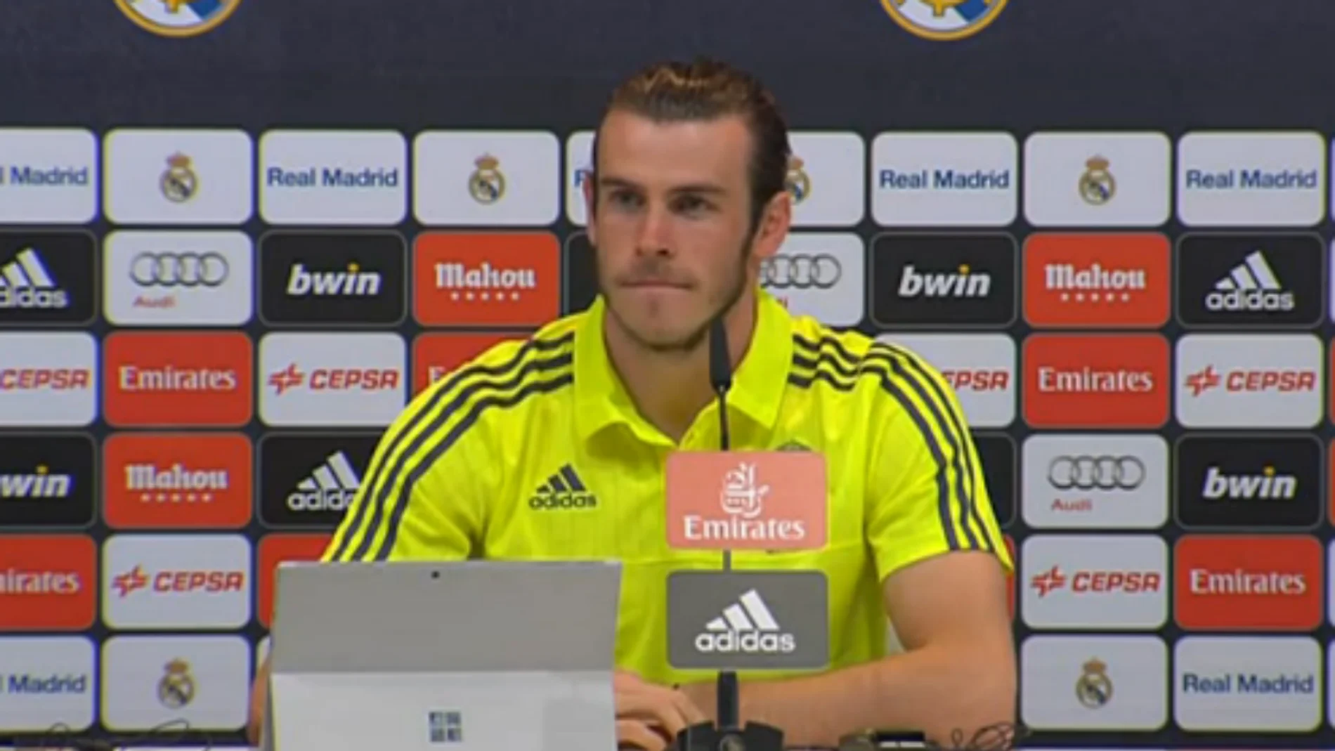 Gareth Bale durante la rueda de prensa Gareth Bale durante la rueda de prensa