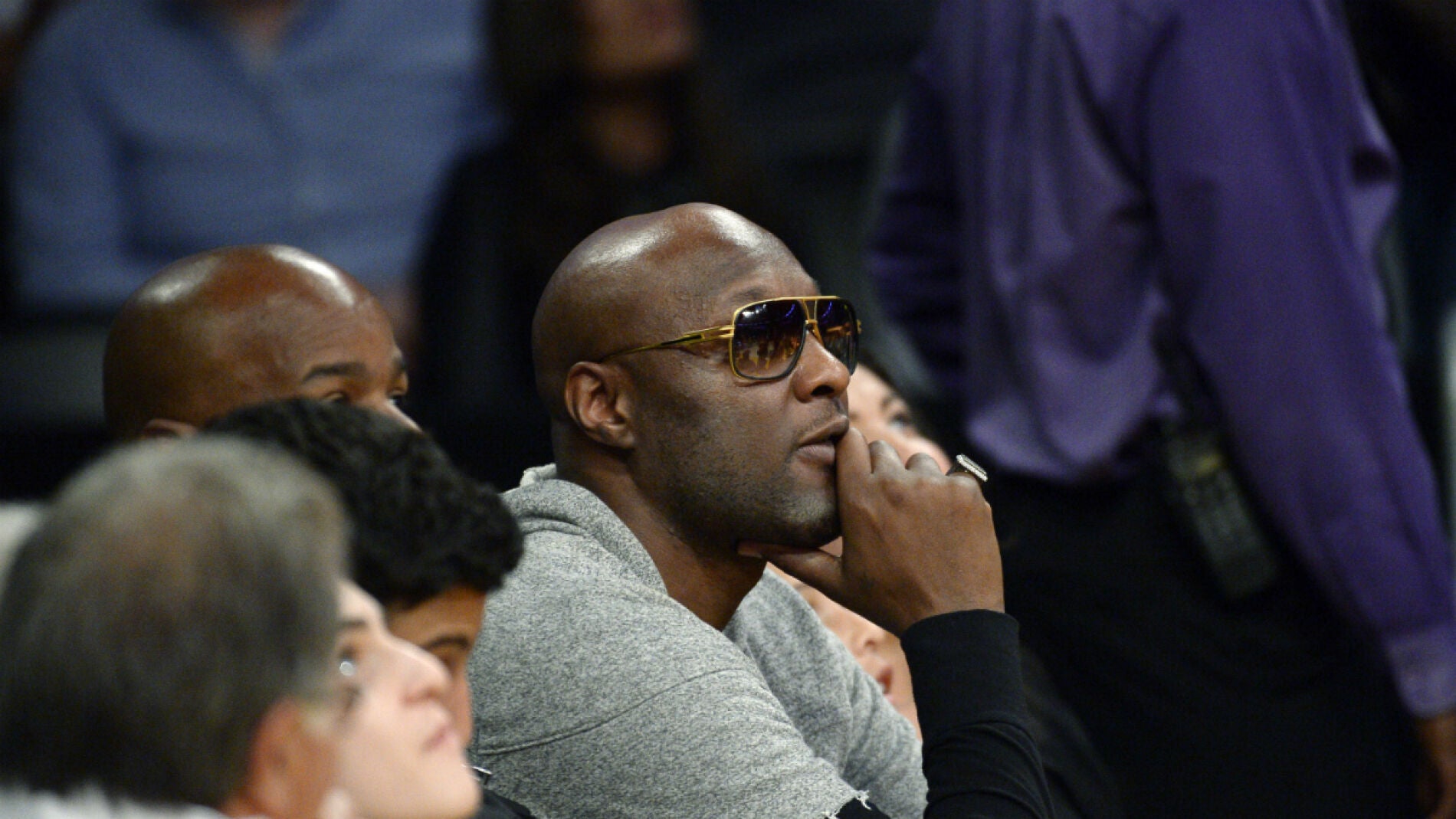 Lamar Odom, en la grada del Staples Center