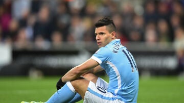 El Kun Agüero lamenta una ocasión ante el Newcastle