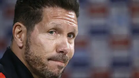 Simeone, durante la rueda de prensa Simeone, durante la rueda de prensa