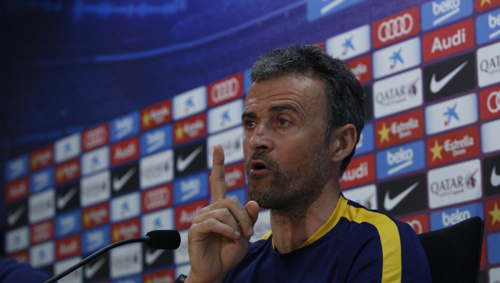 Luis Enrique, durante la rueda de prensa