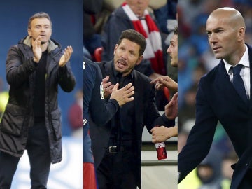 Luis Enrique, Simeone y Zidane, tres entrenadores y una Liga en juego