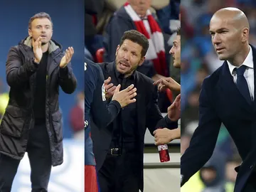 Luis Enrique, Simeone y Zidane, tres entrenadores y una Liga en juego Luis Enrique, Simeone y Zidane, tres entrenadores y una Liga en juego