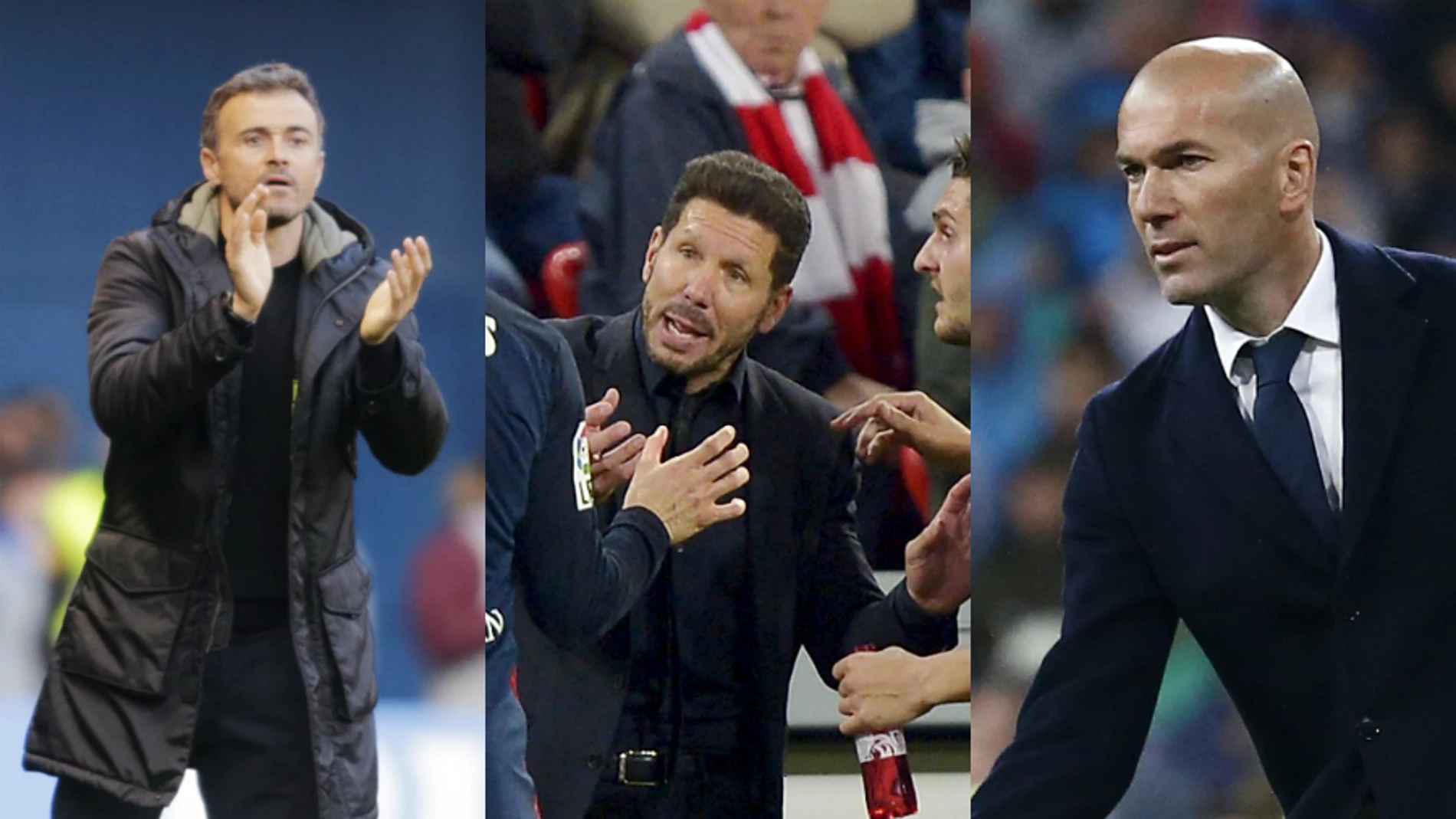 Luis Enrique, Simeone y Zidane, tres entrenadores y una Liga en juego Luis Enrique, Simeone y Zidane, tres entrenadores y una Liga en juego
