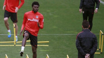 Thomas, durante un entrenamiento del Atlético de Madrid