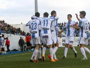 El Leganés festeja uno de sus goles ante el Ponferradina El Leganés festeja uno de sus goles ante el Ponferradina