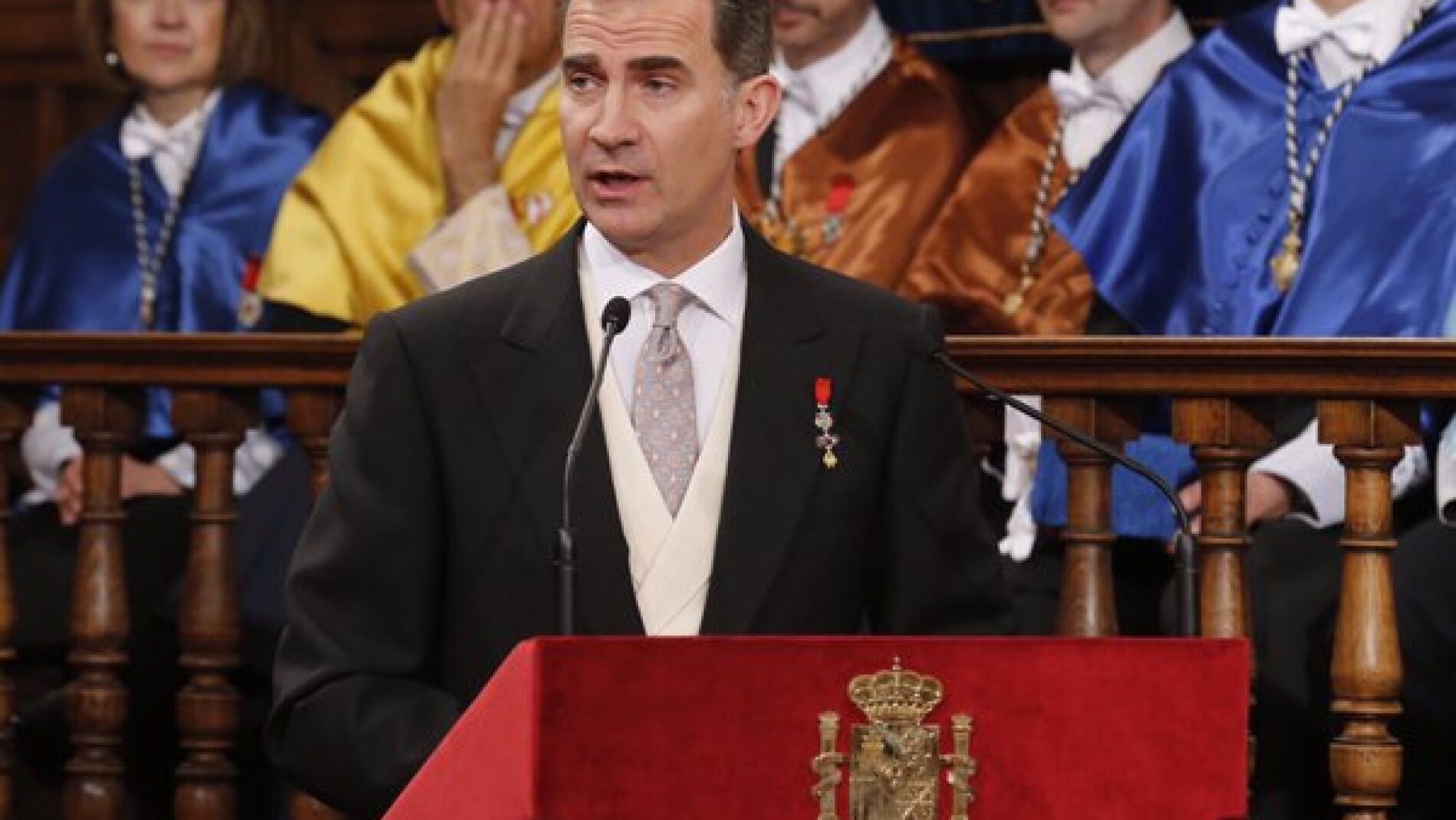 El Rey Felipe VI, durante la ceremonia del Premio Cervantes
