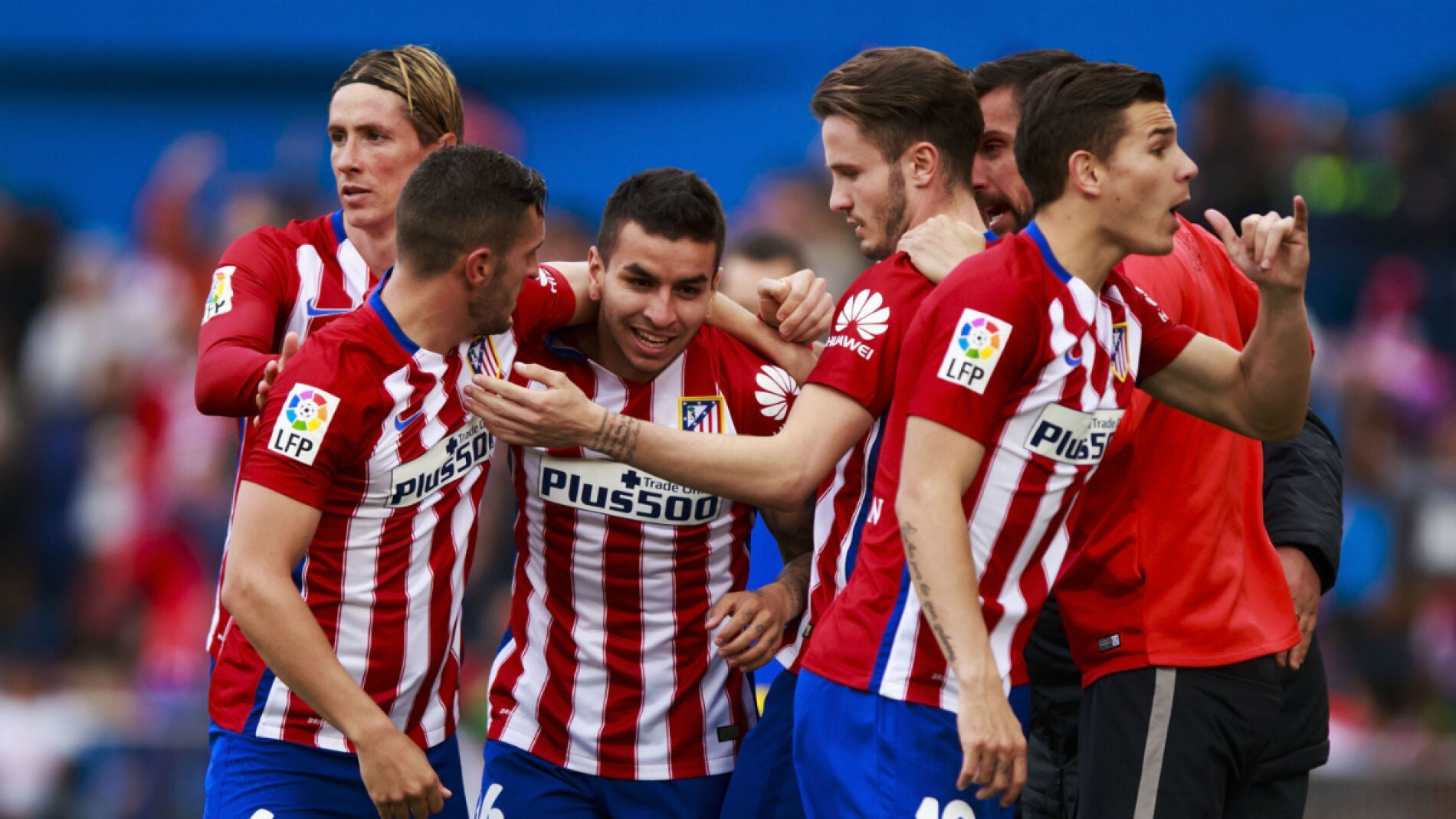 El Atl&eacute;tico celebra un gol de &Aacute;ngel Correa