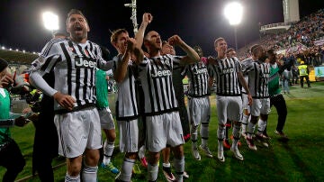 La Juventus  celebra su victoria ante la Fiorentina