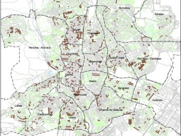 Mapa de concentración de excrementos caninos en la ciudad de Madrid