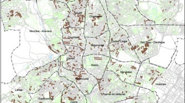 Mapa de concentración de excrementos caninos en la ciudad de Madrid
