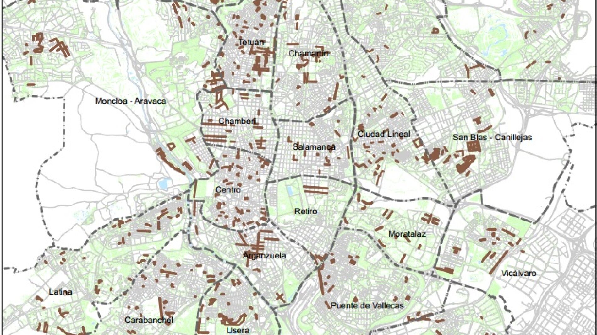 Mapa de concentraci&oacute;n de excrementos caninos en la ciudad de Madrid