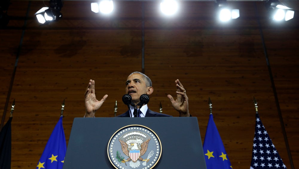 Barack Obama durante su discurso en Hannover