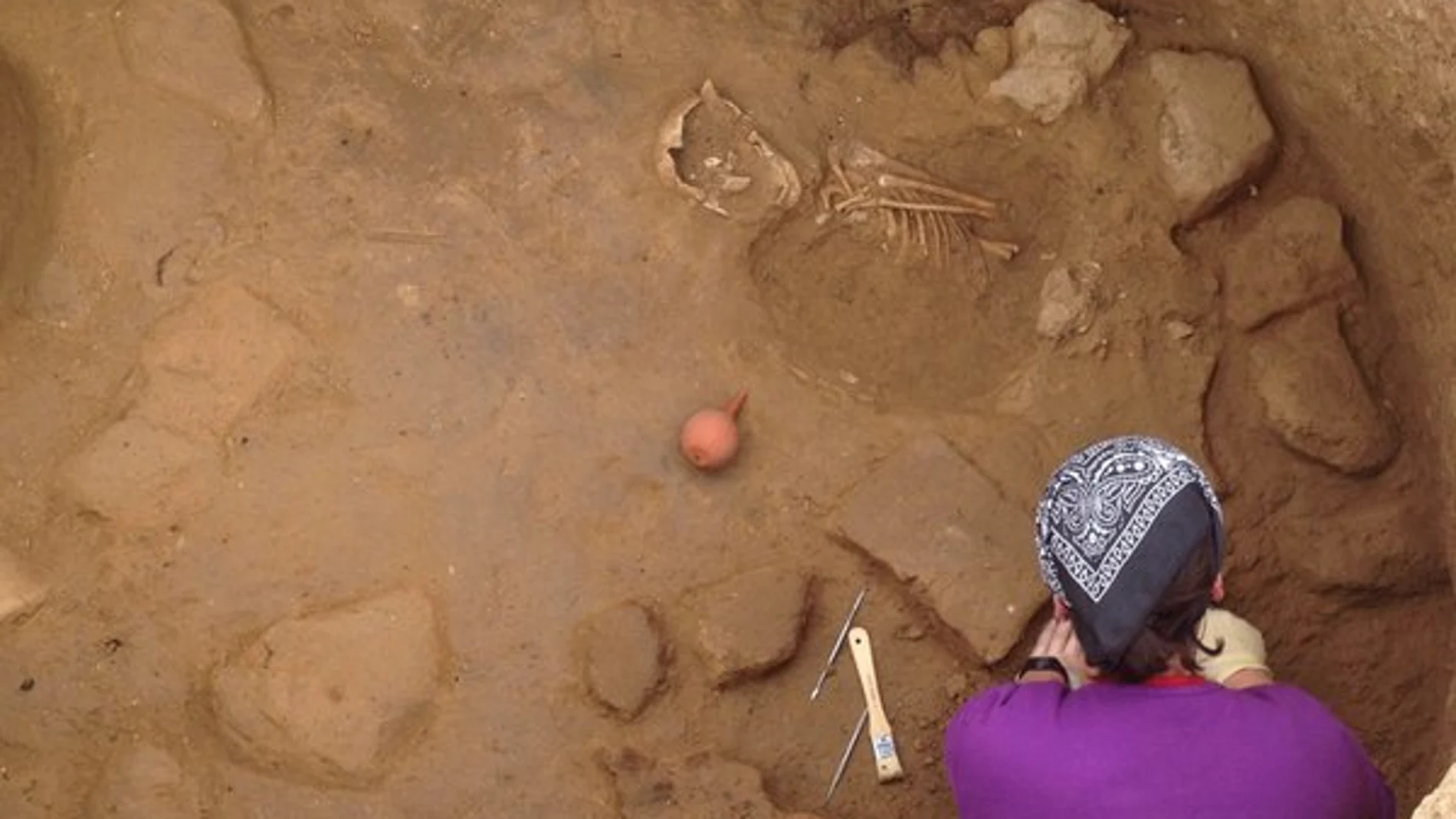 Restos óseos del niño encontrado en el yacimiento Font de la Canya Restos óseos del niño encontrado en el yacimiento Font de la Canya