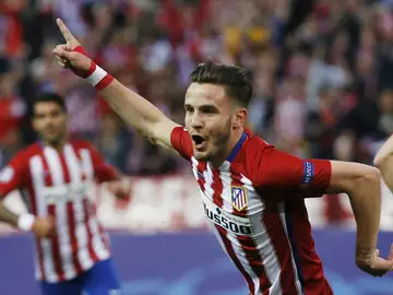Saúl celebrando su gol ante el Bayern Saúl celebrando su gol ante el Bayern