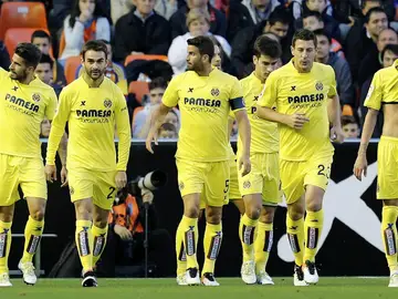 Los jugadores del Villarreal celebran un gol Los jugadores del Villarreal celebran un gol