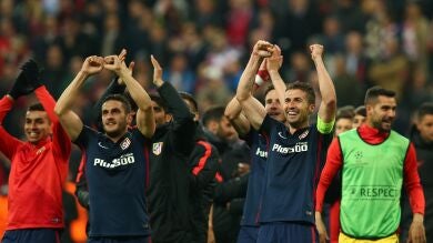 Así celebró el Atlético su pase a la final en el césped del Allianz