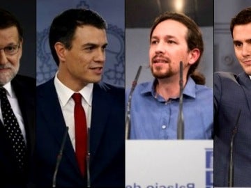 Rajoy, Sánchez, Iglesias y Rivera en ruedas de prensa