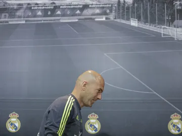 Zidane, durante la rueda de prensa Zidane, durante la rueda de prensa
