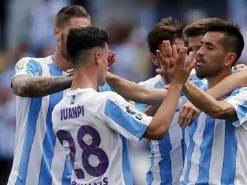 El Málaga celebra un gol de Charles El Málaga celebra un gol de Charles