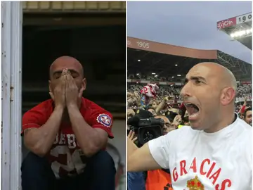 Decepción de un aficionado del Rayo y euforia de Abelardo Decepción de un aficionado del Rayo y euforia de Abelardo