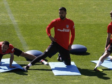 Jugadores del Atlético, en un entrenamiento