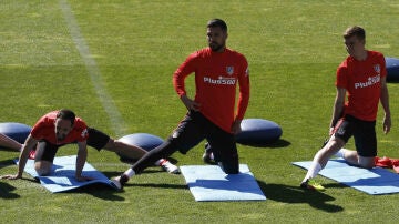 Jugadores del Atlético, en un entrenamiento