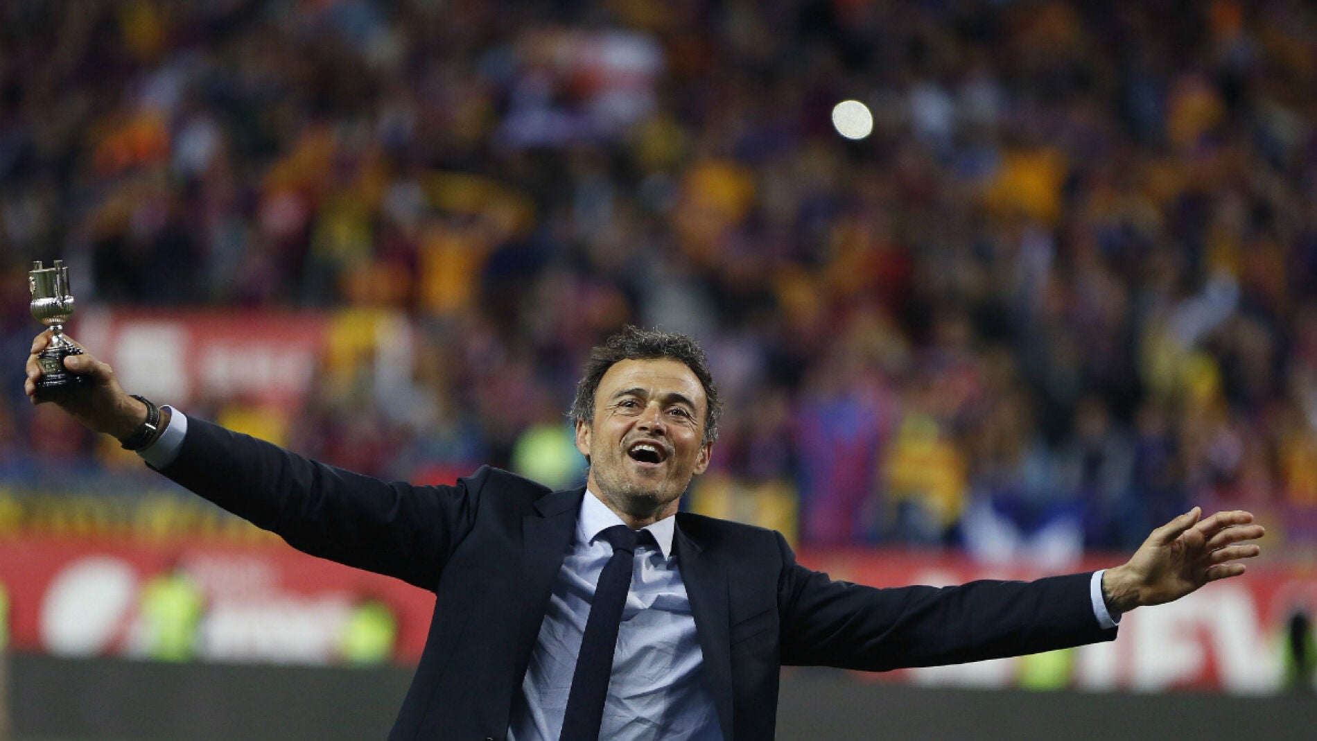 Luis Enrique celebra la Copa del Rey