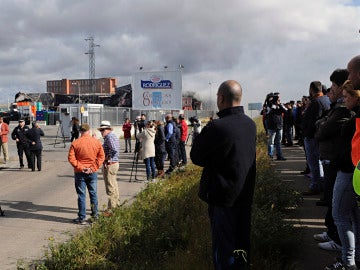 Trabajadores de la empresa de embutidos que ardió en León