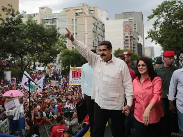 Nicolás Maduro, durante una manifestación a favor del régimen Nicolás Maduro, durante una manifestación a favor del régimen