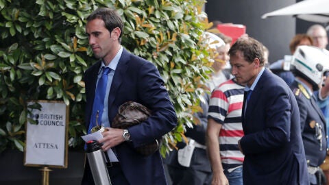 God&iacute;n,a su llegada al hotel en Mil&aacute;n