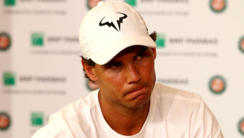 Nadal, en la rueda de prensa en la que ha anunciado su retirada de Roland Garros