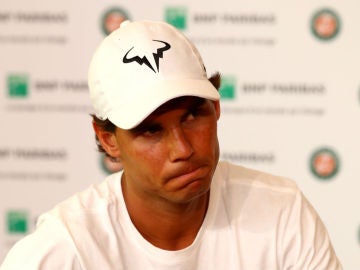 Nadal, en la rueda de prensa en la que ha anunciado su retirada de Roland Garros