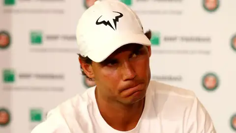 Nadal, en la rueda de prensa en la que ha anunciado su retirada de Roland Garros Nadal, en la rueda de prensa en la que ha anunciado su retirada de Roland Garros