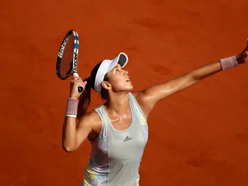 Muguruza, en pleno partido Muguruza, en pleno partido