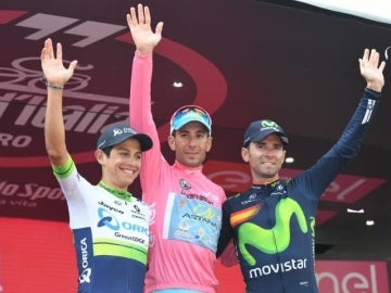 Nibali, Esteban Chaves y Alejandro Valverde, el podio final del Giro