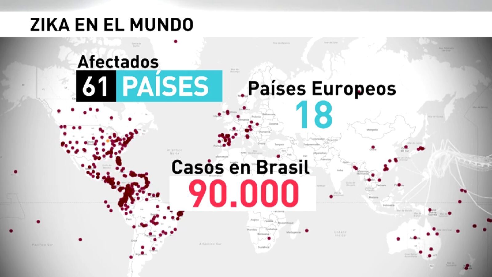 Más de 61 países afectados por el zika, 18 de ellos europeos