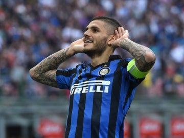 Icardi celebra un gol con el Inter
