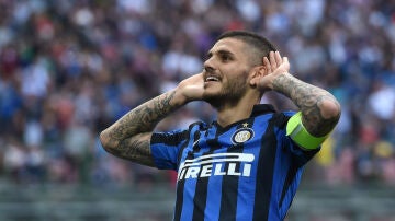 Icardi celebra un gol con el Inter