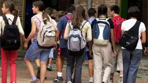 La vuelta al colegio Niños yendo al colegio