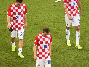 Luka Modric, Mateo Kovacic y Vedran Corluka después del encuentro con Croacia Luka Modric, Mateo Kovacic y Vedran Corluka después del encuentro con Croacia
