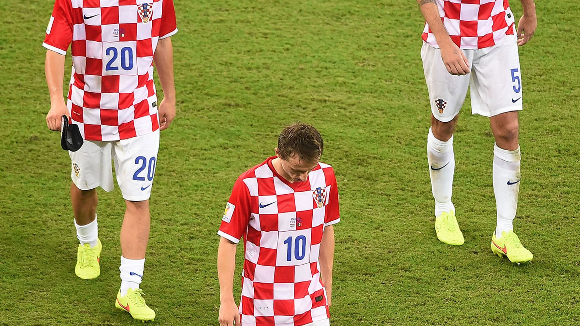 Luka Modric, Mateo Kovacic y Vedran Corluka después del encuentro con Croacia Luka Modric, Mateo Kovacic y Vedran Corluka después del encuentro con Croacia