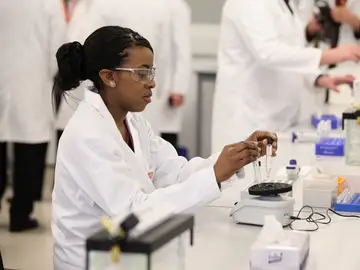 Una investigadora en un laboratorio Una investigadora en un laboratorio