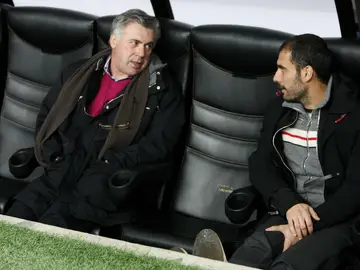 Ancelotti y Guardiola, juntos en un partido benéfico en 2008 Ancelotti y Guardiola, juntos en un partido benéfico en 2008