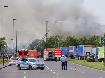 Incendio en el centro de refugiados de Düsseldorf Incendio en el centro de refugiados de Düsseldorf