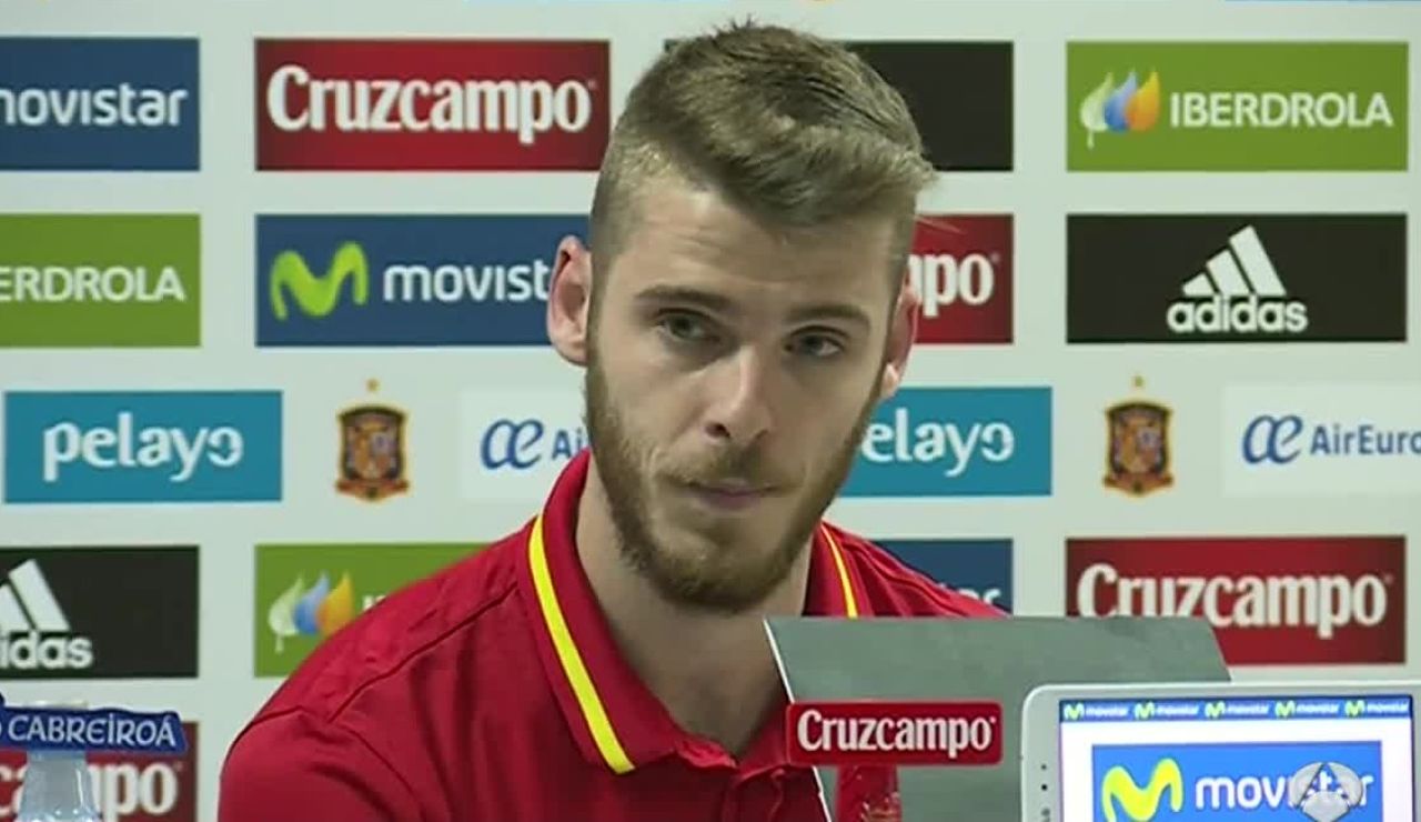 David de Gea, durante una rueda de prensa David de Gea, durante una rueda de prensa