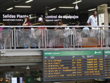 Panel informativo en la estación de Atocha